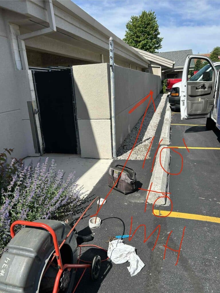 mapping sewer line at animal hospital