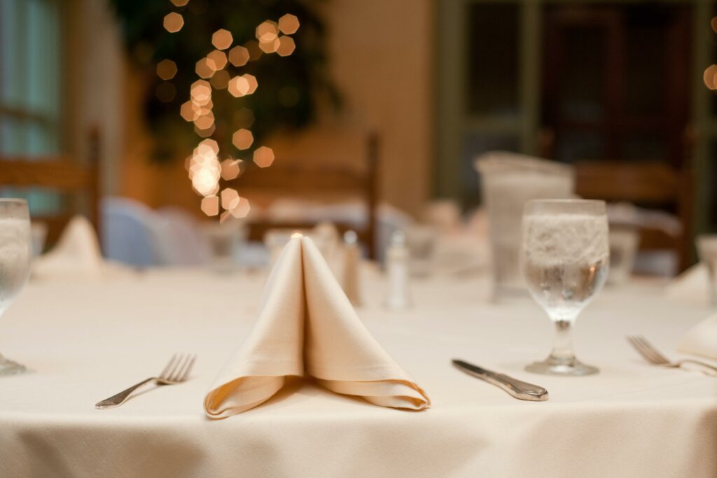 table setting in banquet hall