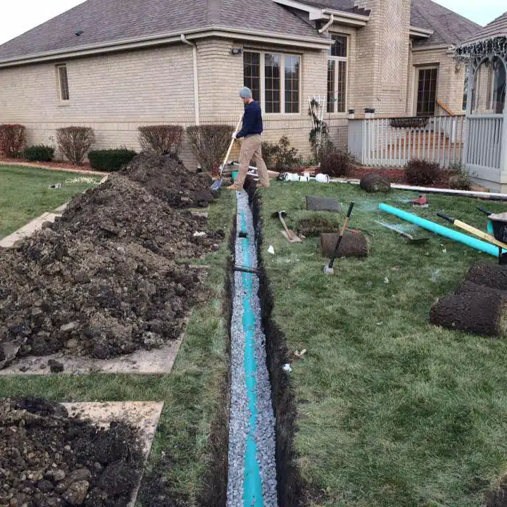 Sewer line installation in Crete, IL.