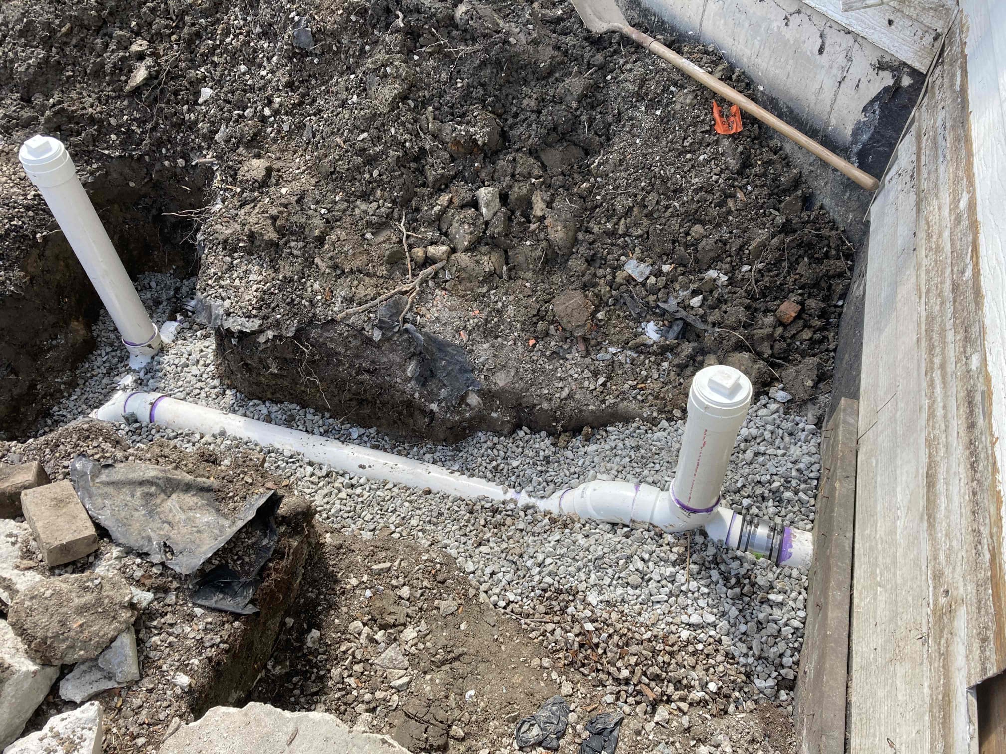 newly installed sewer line