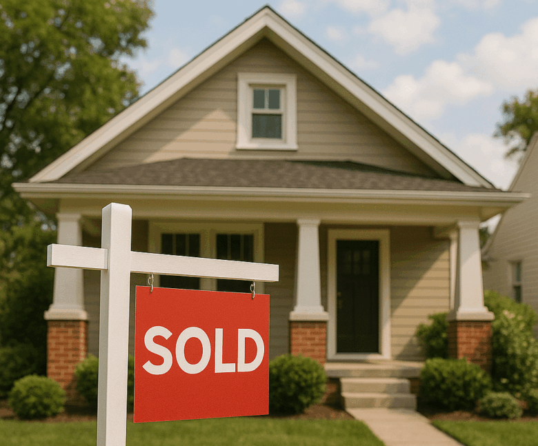 house with sold sign in front yard